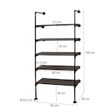thumbnail of Estantería de pie HWC-C45, estantería de salón estantería de almacenamiento, diseño industrial madera metal, 165x80x28cm ~ gris-marrón