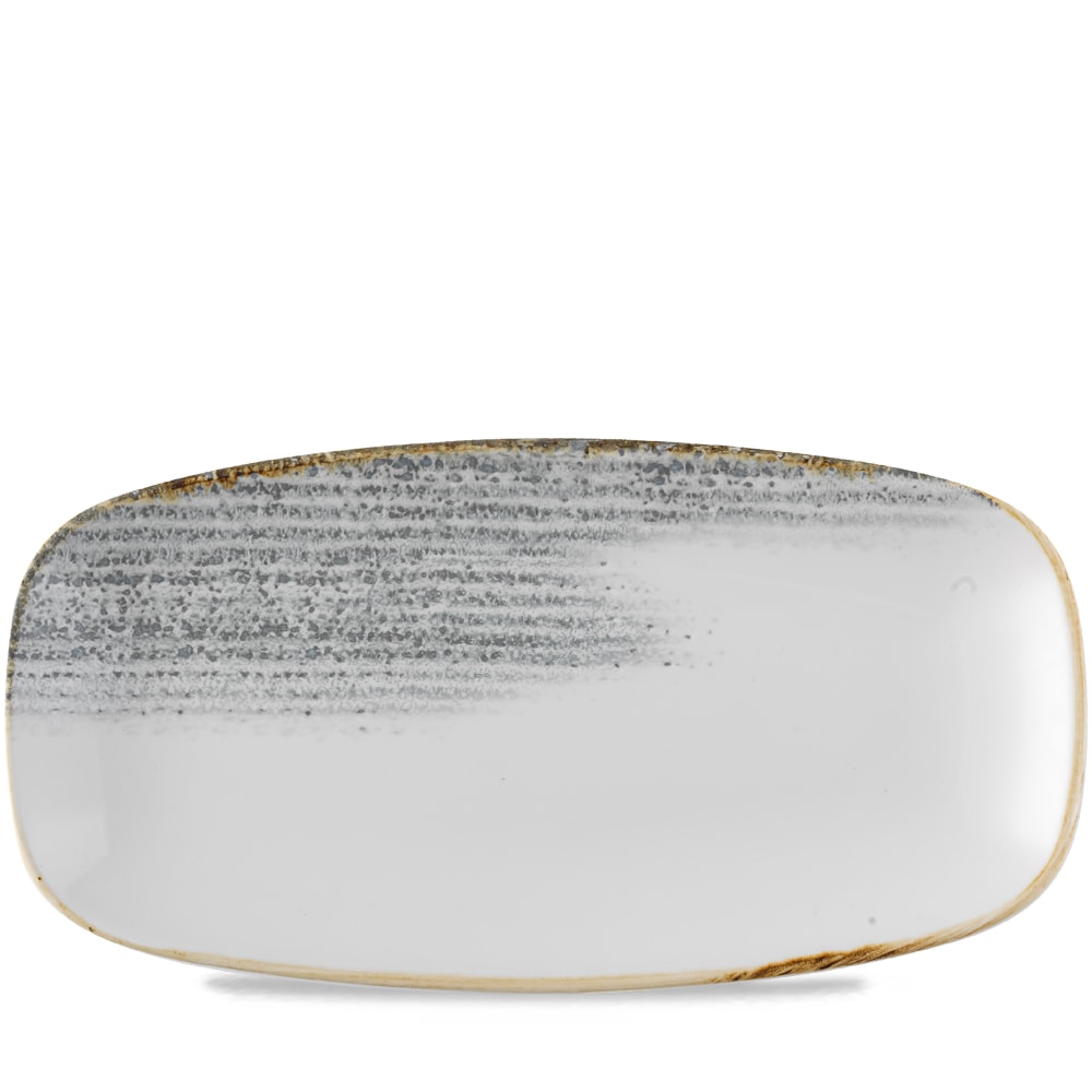 Churchill Super Vitrified Studio Prints Homespun Accents Rechteckige Platte, 35,5x18,9 cm, 6 Stück, in Jasper Grau, langgezogen