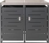thumbnail of XL 2er-/4er-Mülltonnenverkleidung HWC-H40, Mülltonnenbox, Pflanzkasten Edelstahl-Metall 63kg 125x140x102cm erweiterbar