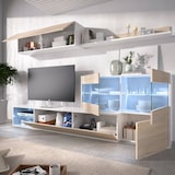 thumbnail of Dmora Parete attrezzata Adams, Set da soggiorno modulare ad angolo, Mobile salotto multiposizione con luce LED, 260x41h180 cm, Rovere e Bianco