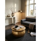 thumbnail of Couchtisch 60x30,5x60 cm Aluminium Gold Beistelltisch orientalisch rund, Flacher Hammerschlag Sofatisch Metall, Design Wohnzimmertisch modern,