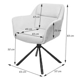 thumbnail of Set van 2 eetkamerstoelen HWC-K33, keukenstoel Stoel, draaibare autostand, stof MVG ~ bouclé-wit