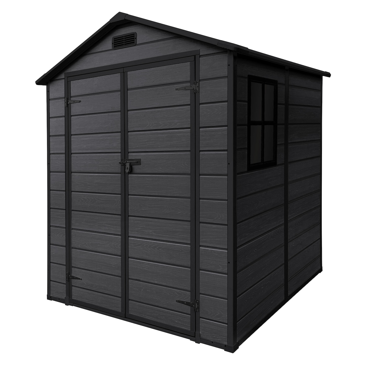 ECD Germany Gartenhaus Kunststoff mit Boden, Gerätehaus wetterfest 5m³ 151x182x220 cm Dunkelgrau Geräteschuppen Gartenschuppen Outdoor Aufbewahrung