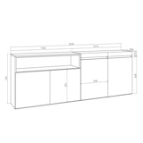 thumbnail of Aparador sala de jantar, Sala, Cozinha, Entrada, TV, 200x35x75cm, 4 Portas, Armário arrumação, Estilo moderno, Carvalho e preto _ 63_1