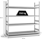 thumbnail of PROREGAL Weitspannregal Stecksystem T-Profil | HxBxT 250x250x60cm | 4 Ebenen | Stahlplatten-Fachboden | Fachlast 350kg | Verzinkt | Lagerregal