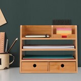 thumbnail of Relaxdays Schreibtisch Organizer, 2 Schubladen, 5 Fächer, HxBxT: 26,5 x 33 x 24 cm, Bambus-Organizer fürs Büro, natur