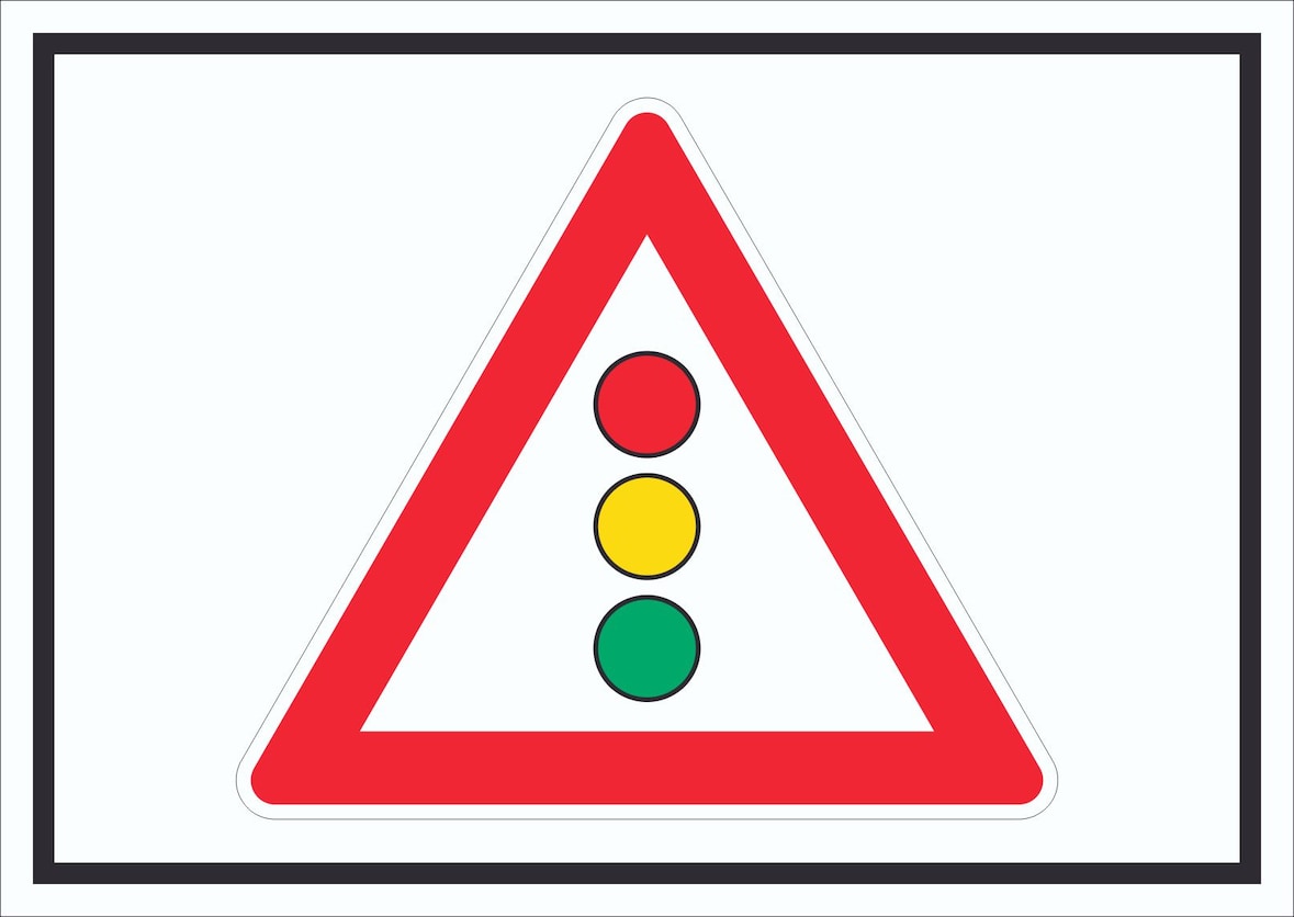 Schild Achtung Ampel Symbol A1 Rückseite selbstklebend