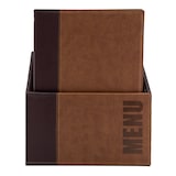thumbnail of Securit® Trendy Lederstil-Menühüllen im Kasten - (je 1 Doppelinsert, zeigt 4x A4) - 20er-Set