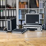 thumbnail of HMF 14411-02 Alu Transportkoffer, Doppelseitig, 31 x 26 x 15 cm, Schwarz