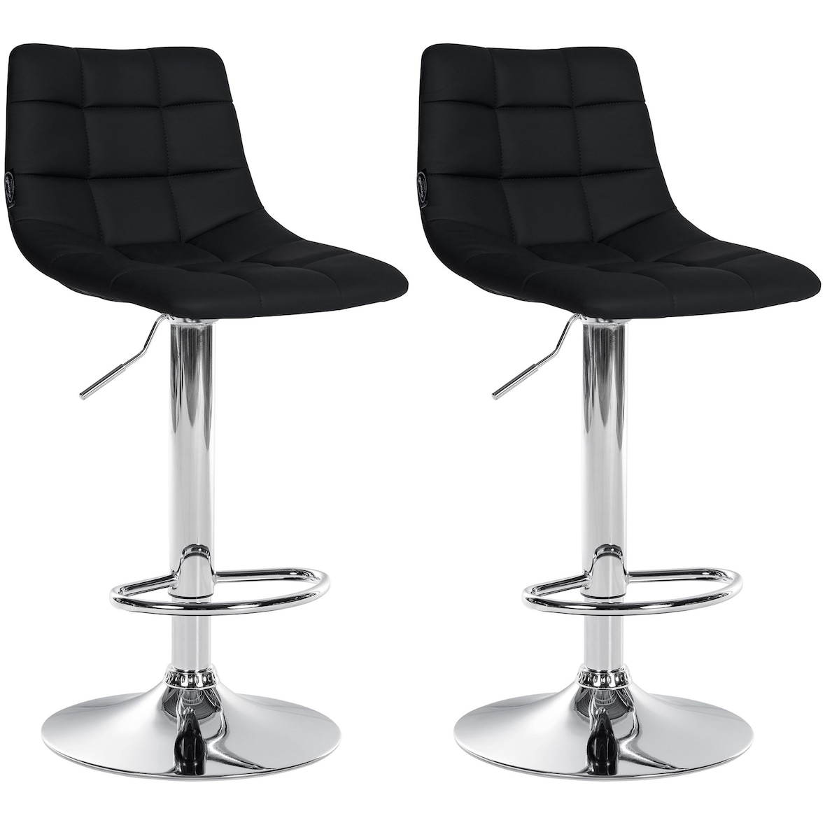 Conjunto de 2 bancos de bar em imitação de pele Jerry preto/cromo