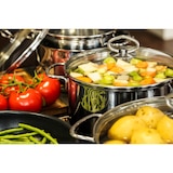 thumbnail of Kopf Topfset Merkur aus Edelstahl - Induktionstöpfe mit Schüttrand, Literskala und Glasdeckel – 6-teilig