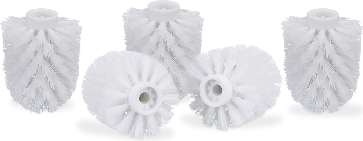 Relaxdays WC Bürstenkopf im 5er Set, lose Toilettenbürsten Gewinde 9,5 mm, Ersatzbürstenkopf Durchmesser 8 cm, weiß