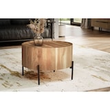 thumbnail of Couchtisch Akazie Massivholz 60x60x41 cm Rund mit Metallgestell, Kleiner Sofatisch Modern, Wohnzimmertisch Couch, Kaffeetisch Braun /