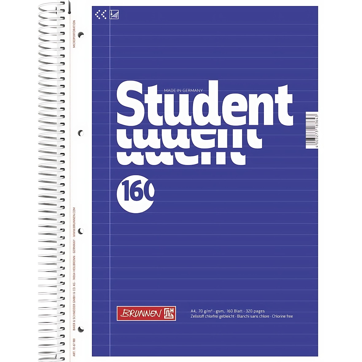 Notizblock / Collegeblock Student ( A4 liniert 70g/m? 160 Blatt ..