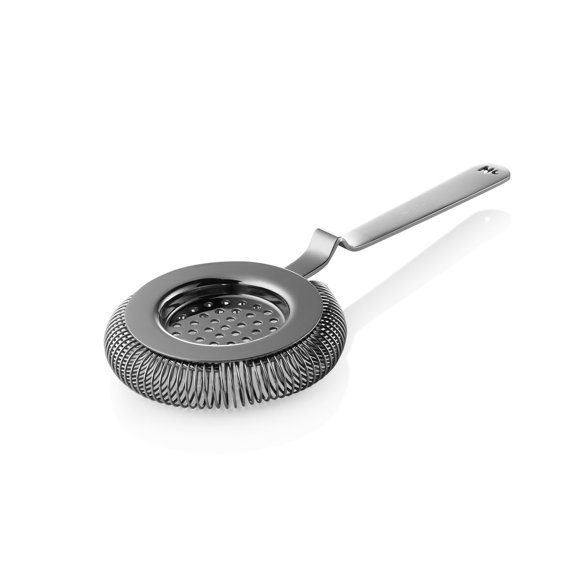 Barsieb NOCTURN mit Feder, Ø 8,5 cm, 20,5 cm, gun metal, Chromnickelstahl 18/8