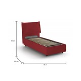 thumbnail of Dmora Dmosco Einzelbett, Bettkasten mit Stoffbezug, 100 % Made in Italy, Öffnung vorne, geeignet für Matratze 80x190 cm, Rot
