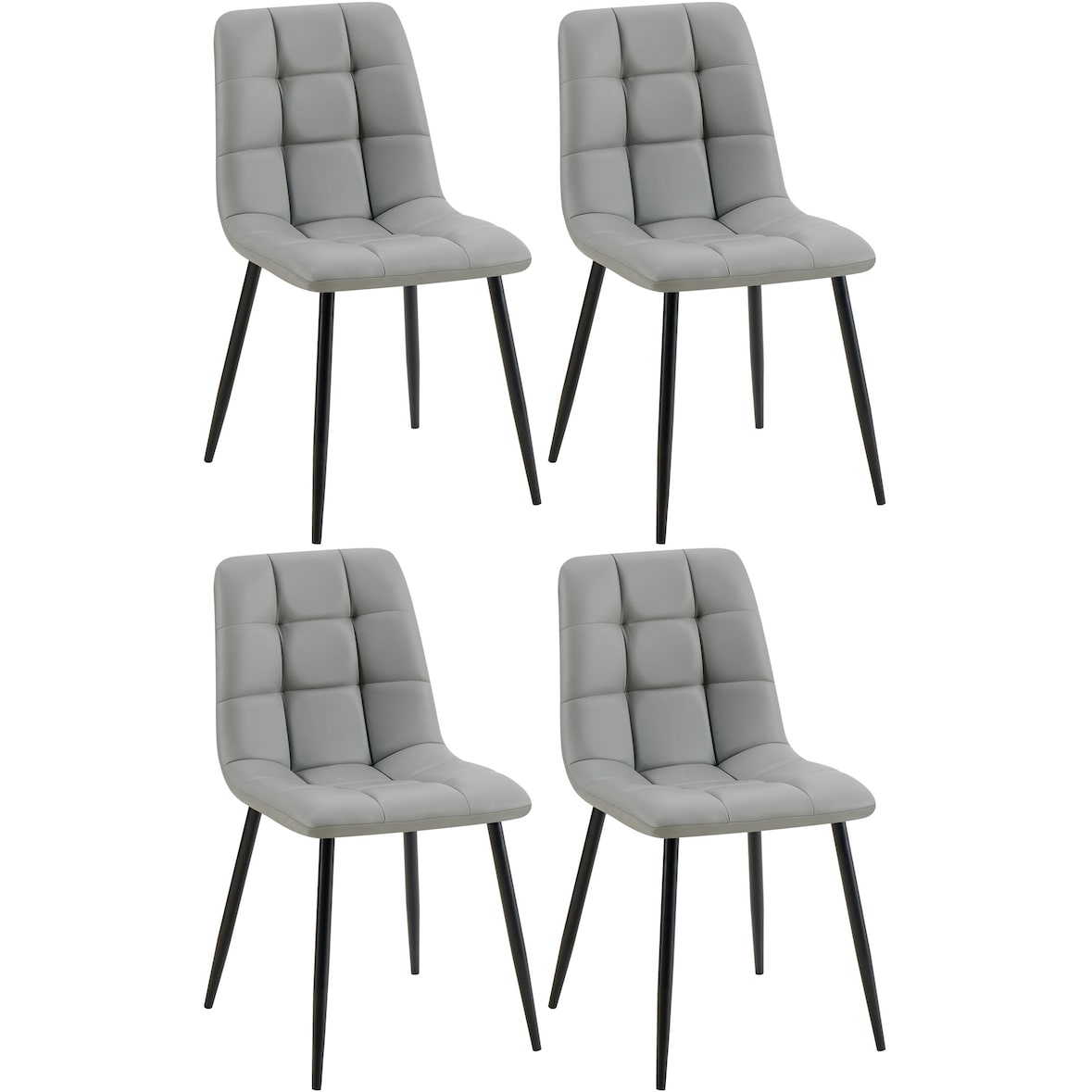 Set van 4 eetkamerstoelen Antibes kunstleer licht grijs