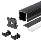 thumbnail of 2m Schwarz Aufputz Aluprofil Alu Schiene Kanal System inkl 2 Abdeckung Profil X-S