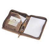 thumbnail of Greenburry Schreibmappe A5 Leder braun mit Reißverschluss Handwerkermappe Notizmappe (antik Look) inkl. Briefblock 1633-25-S