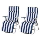 thumbnail of Outsunny 2 tumbonas plegables tumbonas de jardín de acero con cojín acolchado respaldo ajustable en 5 posiciones y reposapiés 60x75x66-102 cm