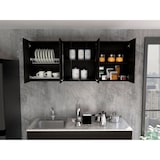 thumbnail of Armário de parede de cozinha com vidro 150 em melamina, com várias portas