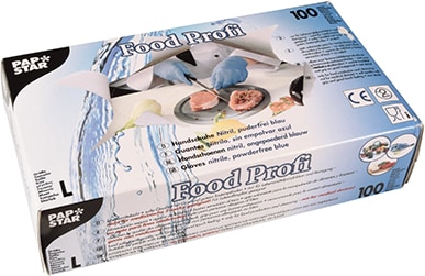 PAPSTAR 1000 Handschuhe, Nitril puderfrei blau "Food Profi" Größe L