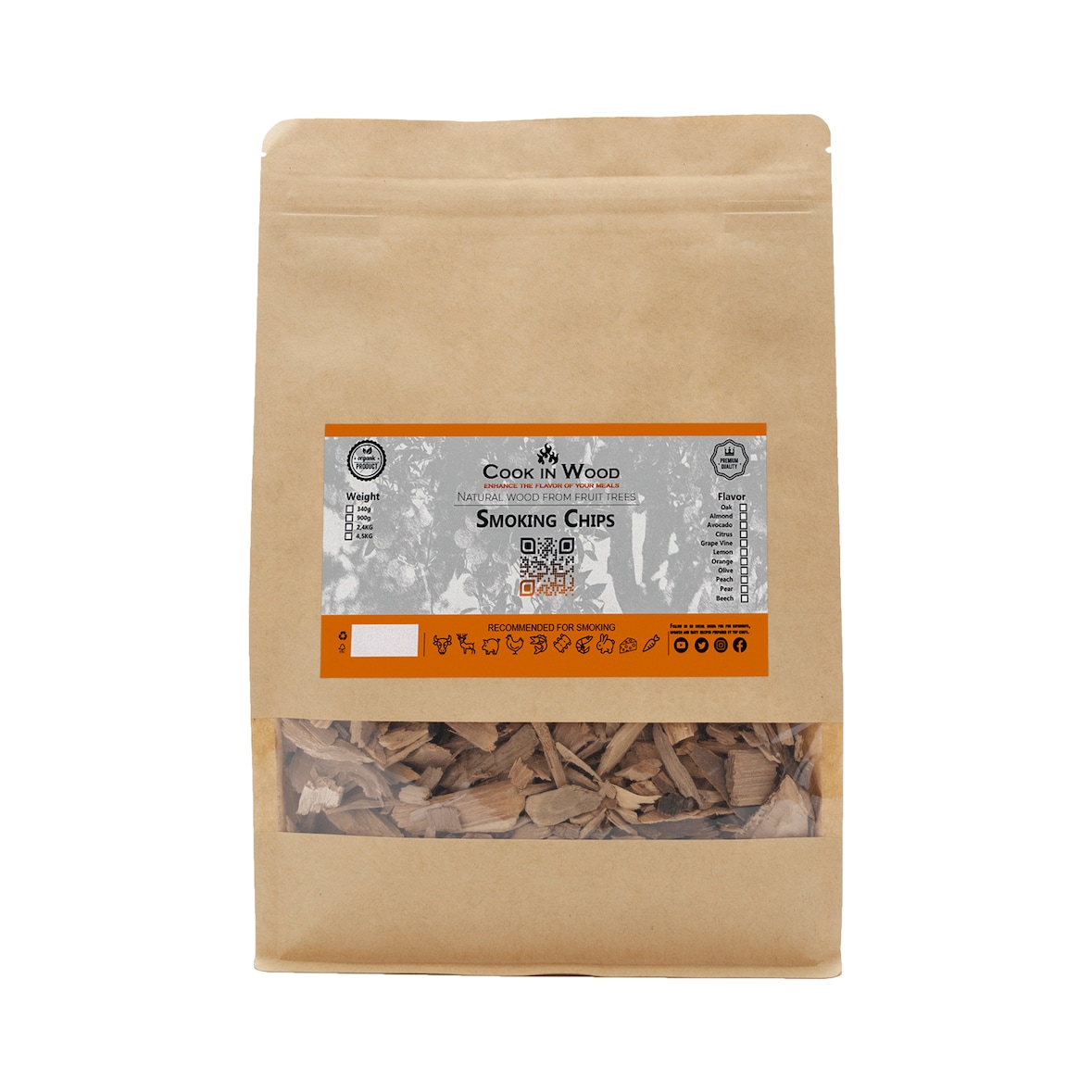 ⭐ Cook In Wood Virutas de Melocotonero – 900 g – Madera Mediterránea Premium para Ahumado, Parrillas, Barbacoas y Ahumadores ⭐