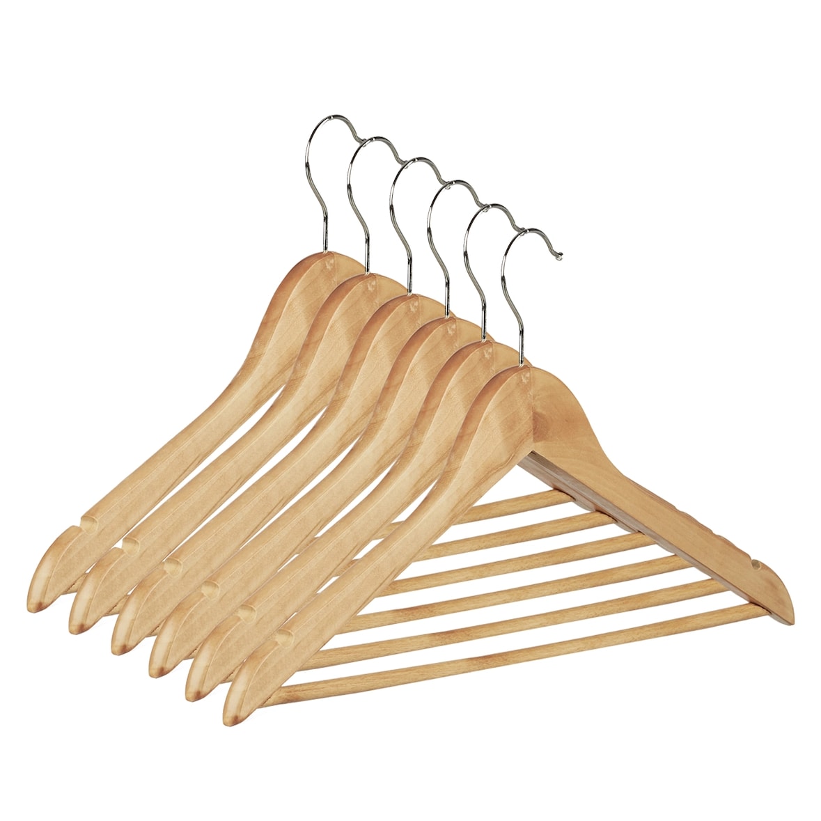 Grucce in Legno Naturale con Barra Antiscivolo – Set da 6 pezzi