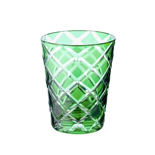 4er Set Kristallgläser Dio, grün, handgeschliffenes Glas, Höhe 10 cm