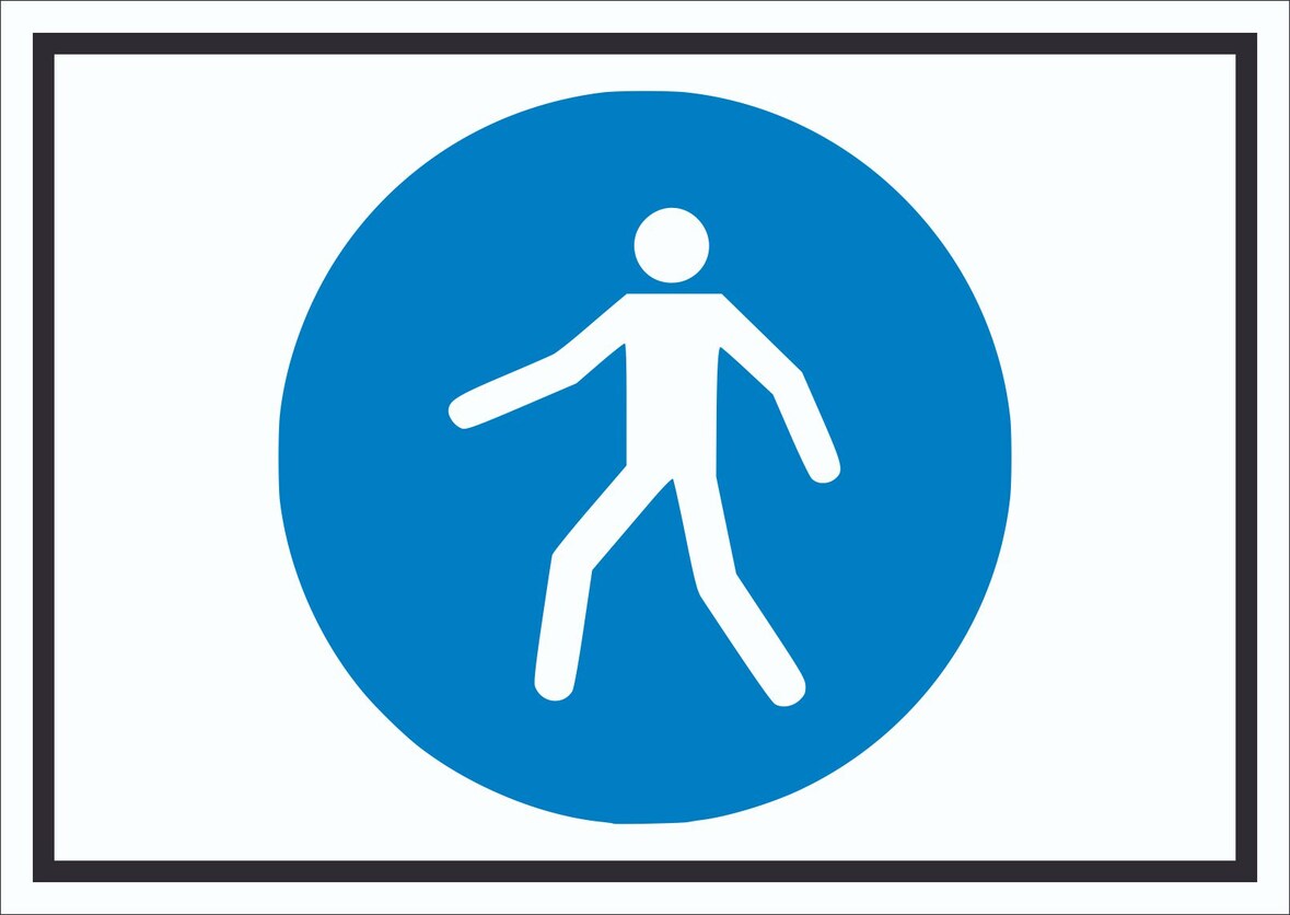 Fußgängerweg benutzen Symbol Schild A3 Rückseite selbstklebend