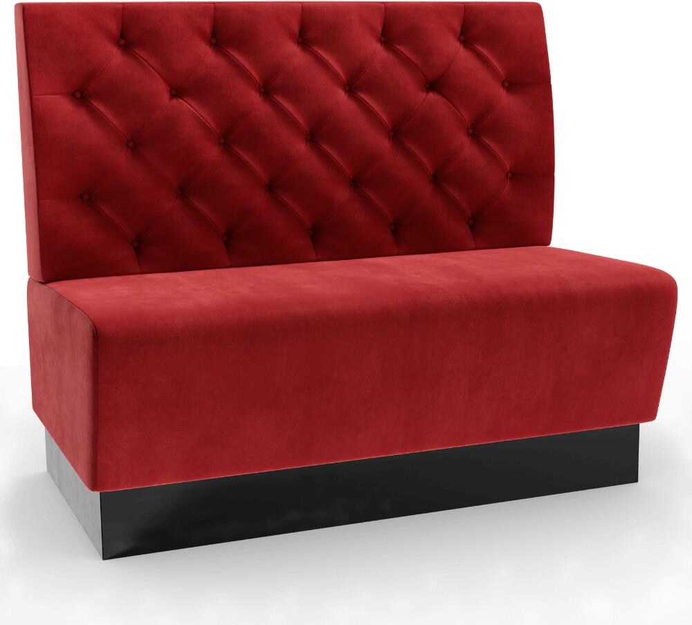 Gastro Sitzbank Amsterdam | 120 cm breit | Samtstoff in Rot | Chesterfield | Dinerbank