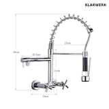 thumbnail of Björn | Herraje de pared para gastronomía dorado brillante Grifo  cocina profesional de acero inoxidable con dos duchas|doble lavabo pared restaurante