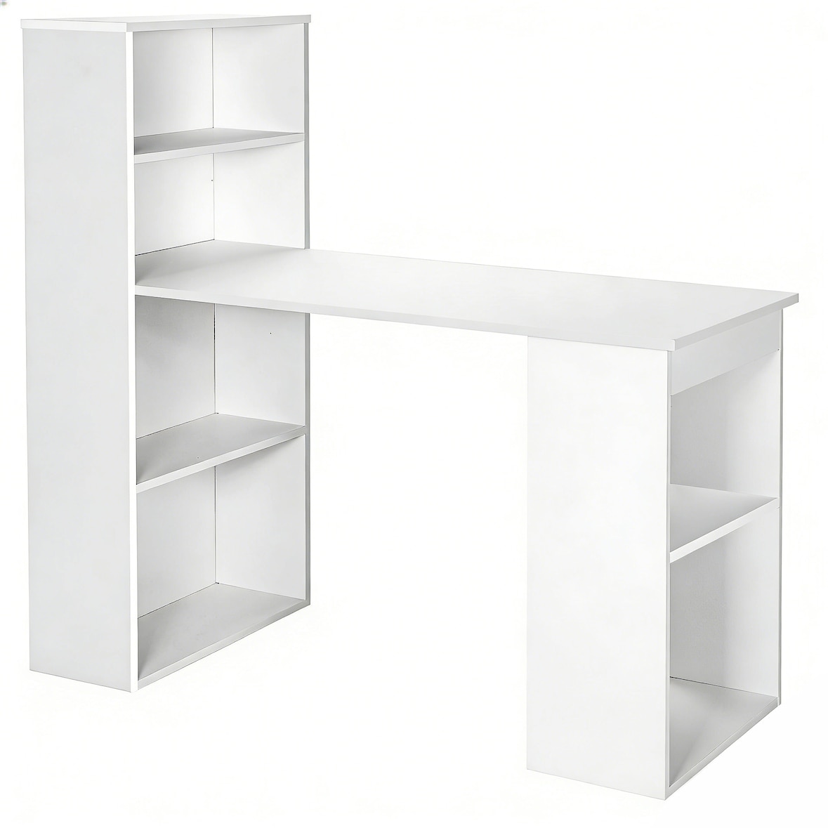 COSTWAY Escritorio con Librería, Escritorio de Computadora con 6 Estantes, Mesa para PC con Estante Derecho o Izquierdo Escritorio de Oficina