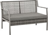 thumbnail of Outsunny Sofá de Ratán Estructura de Aluminio Dos Plazas con Cojín Desmontable Sillón Mueble de Jardín 118x75x79cm Gris