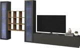 thumbnail of Dmora Wohnzimmermöbel Egidio, Wohnzimmer-Set TV-Möbel mit 3 Türen, Mehrzweck-Wohnmöbel mit Vitrine und LED-Licht, cm 350x30h180, Anthrazit und Ahorn