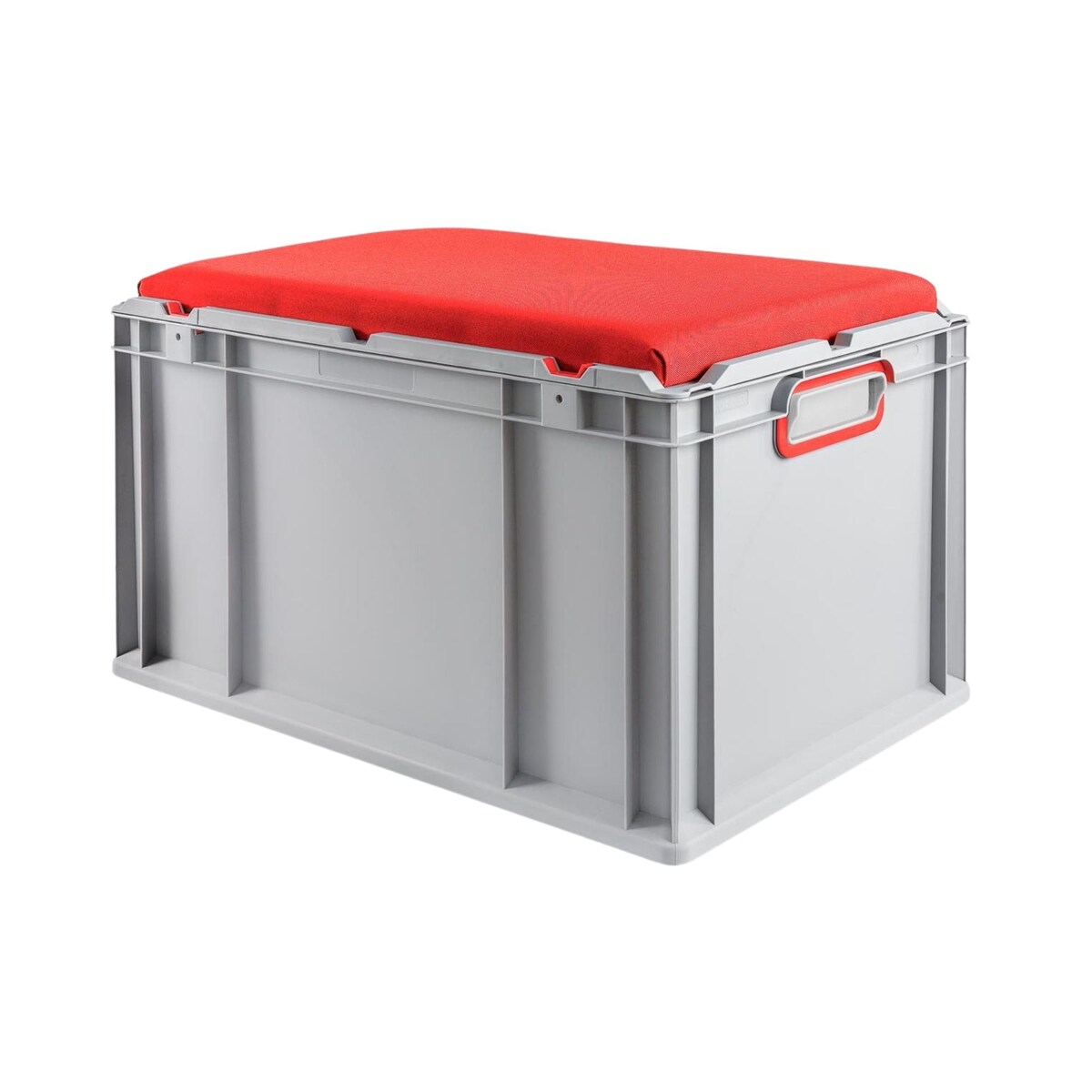 PROREGAL Eurobox NextGen Seat Box Rot | HxBxT 36,5x40x60cm | 65 Liter | Griffe geschlossen | Eurobehälter, Sitzbox, Transportbox, Transportbehälter