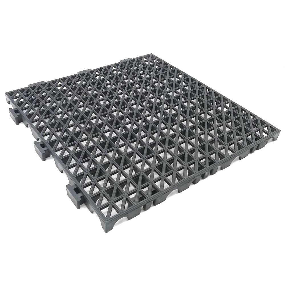 Lot de 100 dalles renforcées 33x33x2cm (gris foncé) Revêtement de sol résistant à l'humidité pour pièces humides : garages, buanderies, cuisines