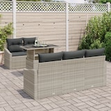thumbnail of vidaXL 6-teiliges Garten-Sofa-Set mit Kissen aus hellgrauem Poly-Rattan