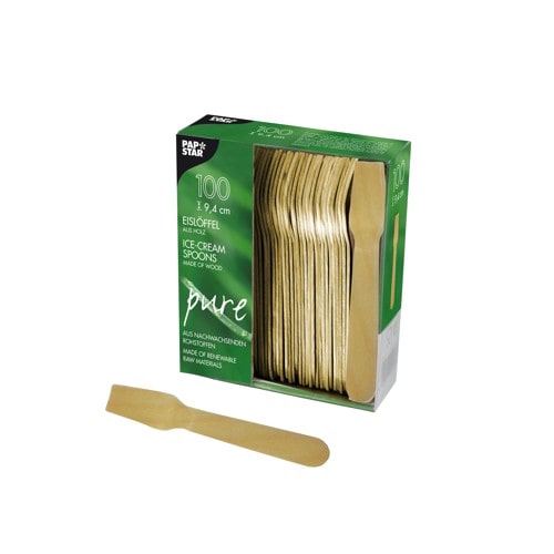 PAPSTAR 100 Eislöffel, Holz "pure" 9,4 cm