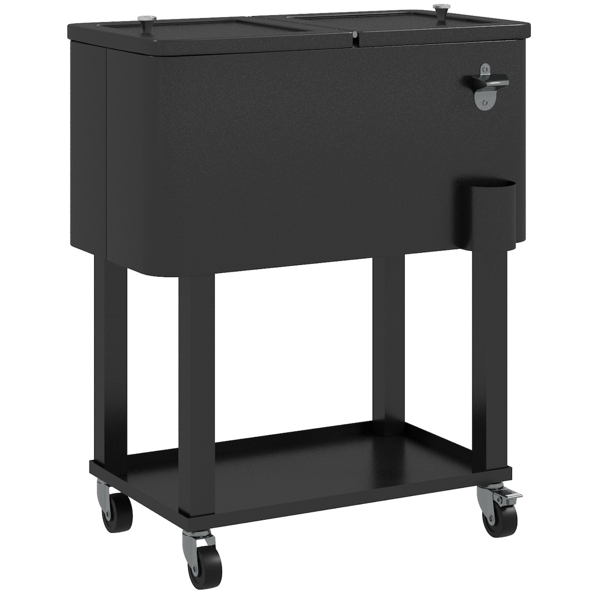 Carro de bebidas refrigerado 56L carro nevera con ruedas abrebotellas y estante para patio fiesta terraza 67x35x80 cm