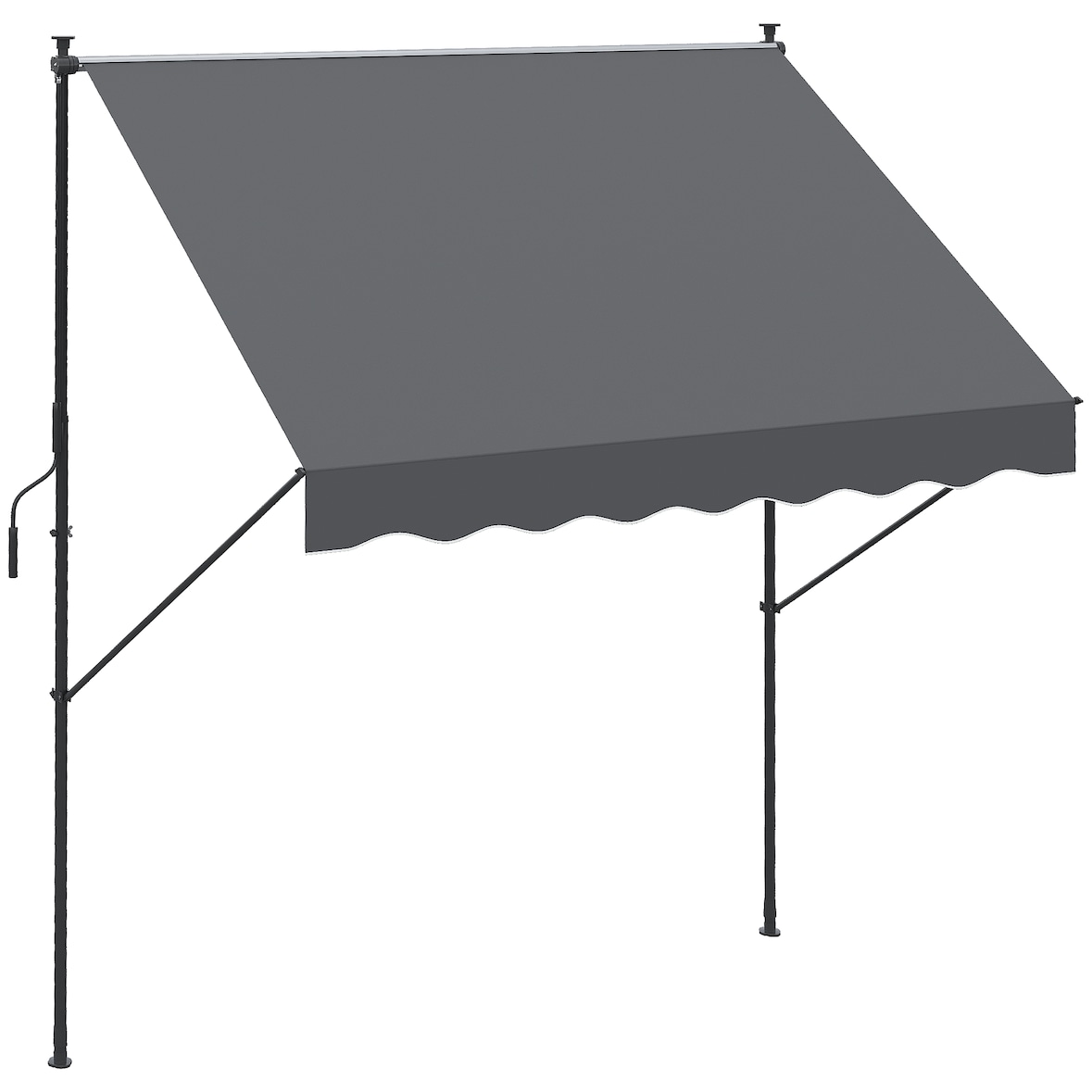 Outsunny toldo manual retráctil 200x175x210-310cm toldo ajustable con manivela protección solar UV40+ prueba de aiento para balcón jardín terraza gris