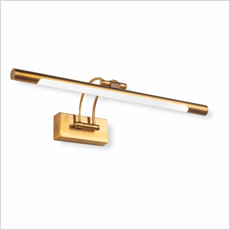 Applique LED da parete 8W 850lm, luce calda 3000K, orientabile e girevole, 50cm, finitura bronzo antico, ideale per quadri e specchi.