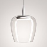 thumbnail of Zafferano Pendelleuchte Bilia 230V LED 8W CRI 90, mundgeblasenes Borosilikatglas, Aluminium und transparent, Durchmesser 18 cm, Höhe 324 cm
