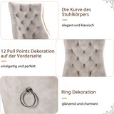 thumbnail of Esszimmerstühle Samt hellbeige mit Massivholzbeinen, Sitzbreite 51 cm