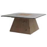 thumbnail of Tavolino HWC-L76, tavolino da salotto, legno massiccio industriale MVG, 60x60cm naturale con aspetto metallico