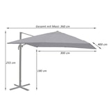 thumbnail of Gastronomie-Ampelschirm HWC-A96, Sonnenschirm, 3x4m (Ø5m) Polyester/Alu 26kg ~ anthrazit ohne Ständer, drehbar