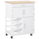 thumbnail of Carro de Cocina con Ruedas Carrito de Servicio con Cajón 2 Armarios de Almacenaje y 3 Estantes Abiertos de 9 Botellas Comedor Restaurante 67x37x87cm
