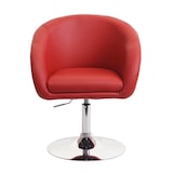 thumbnail of Chaise de salle à manger HWC-F19, chaise de cuisine chaise pivotante fauteuil de détente, pivotante réglable en hauteur ~ similicuir rouge