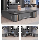 thumbnail of Moderner Chefschreibtisch 160 cm Grau – Design Bürotisch mit Sideboard Executive Desk