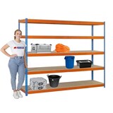 thumbnail of PROREGAL Schwerlastregal WOOD BEAST FIVE | HxBxT 200x210x45cm | 5 Ebenen | Fachlast 500kg | Blau-Orange | Werkstattregal Lagerregal Gargenregal